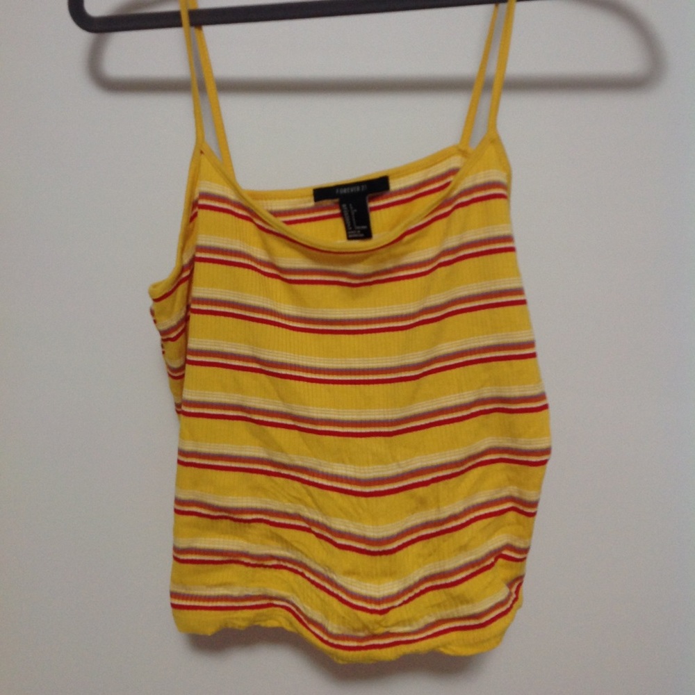 Yellow red blue and white stripe tank top